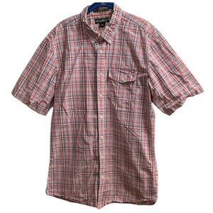 Eddie Bauer Gingham Classic Fit Button Up Shirt Men’s Large Tall Hiking Blue